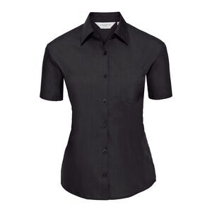 Russell Collection Womens/Ladies Poplin Easy-Care Short-Sleeved Shirt / Black